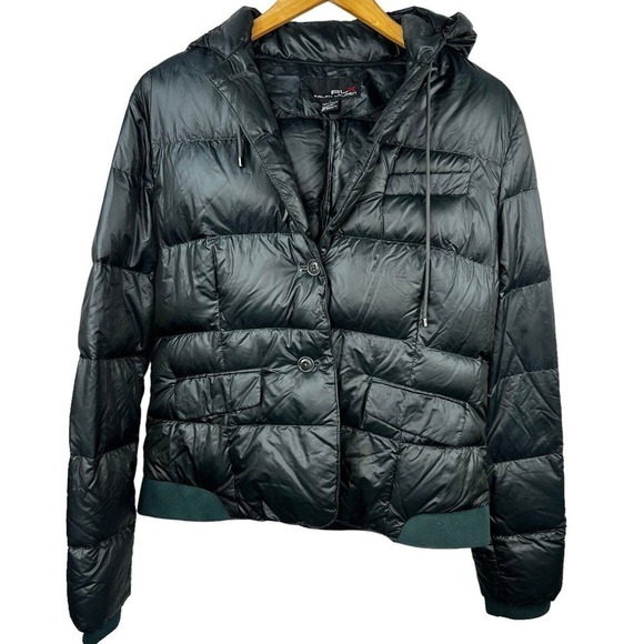 Ralph Lauren RLX Olive Green Puffer Jacket Size L Goose Down Quilted - Picture 2 of 16